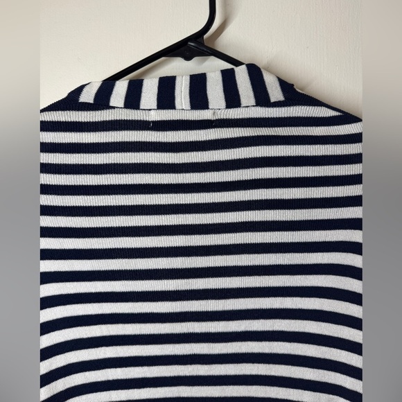 NWT Banana Republic Navy Blue White Striped Nautical Knit Open Front Cardigan S - Picture 9 of 13